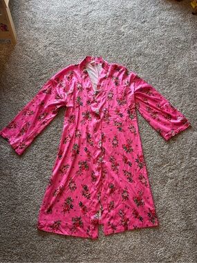 Victoria's Secret Hot Pink Floral Satin Robe